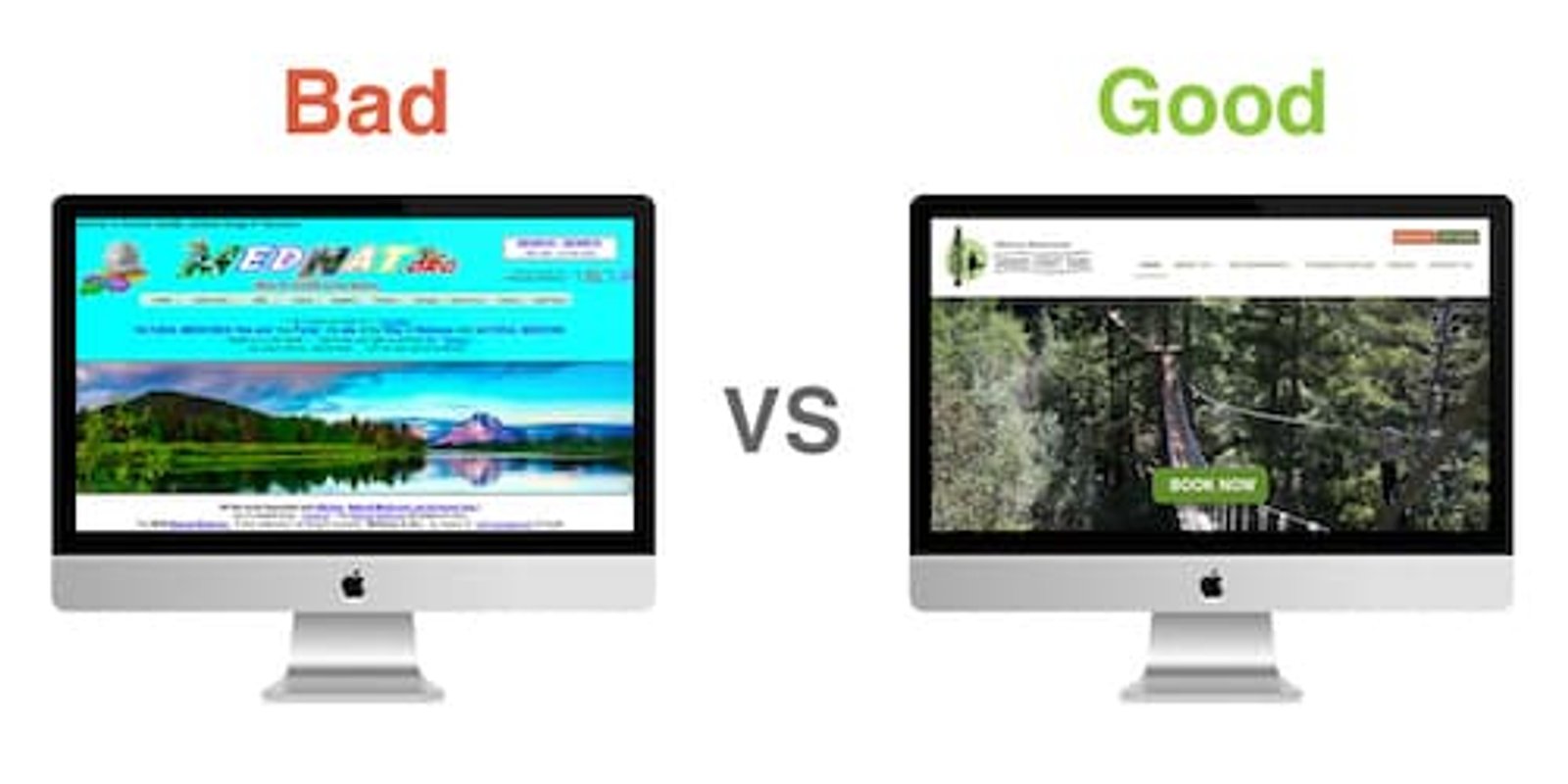 Bad vs good website design comparison