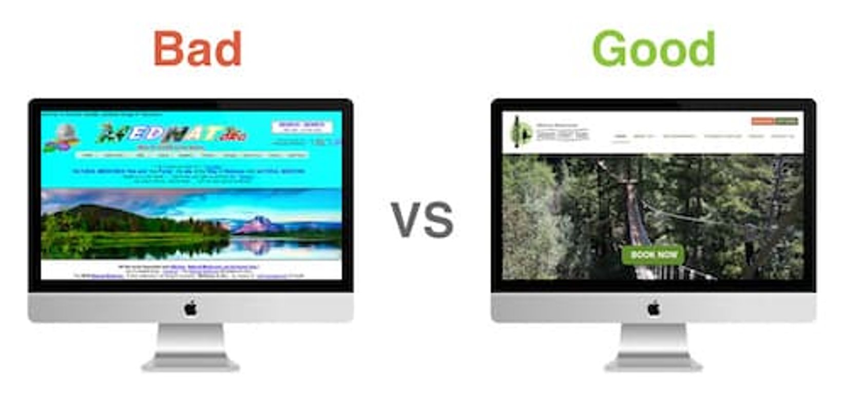 Bad vs good website design comparison