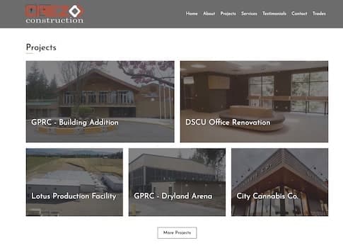 Crezo Construction website on laptop