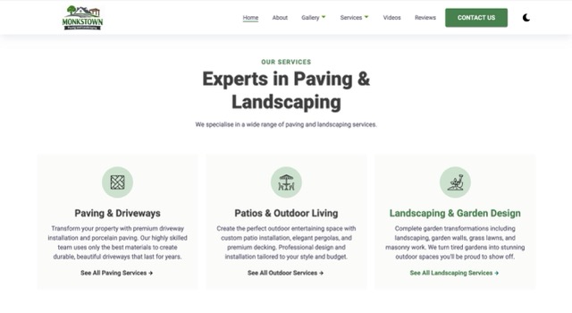 Monkstown Paving website on laptop