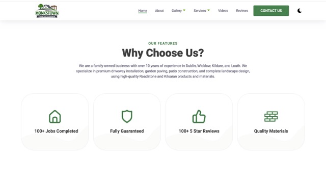 Monkstown Paving website on laptop