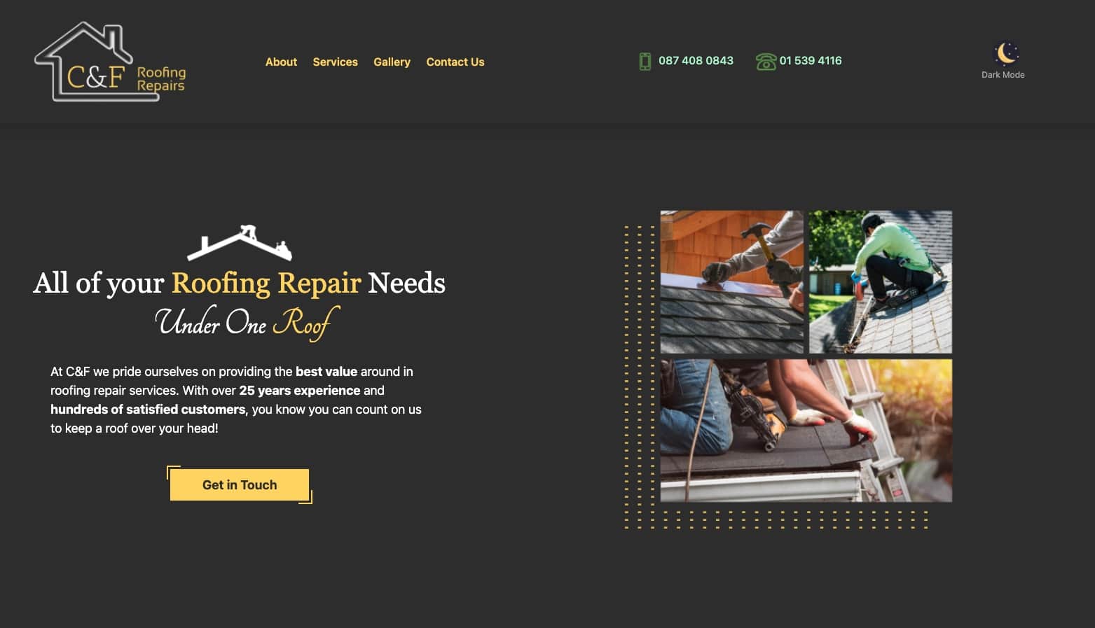 City View Roofing website on laptop